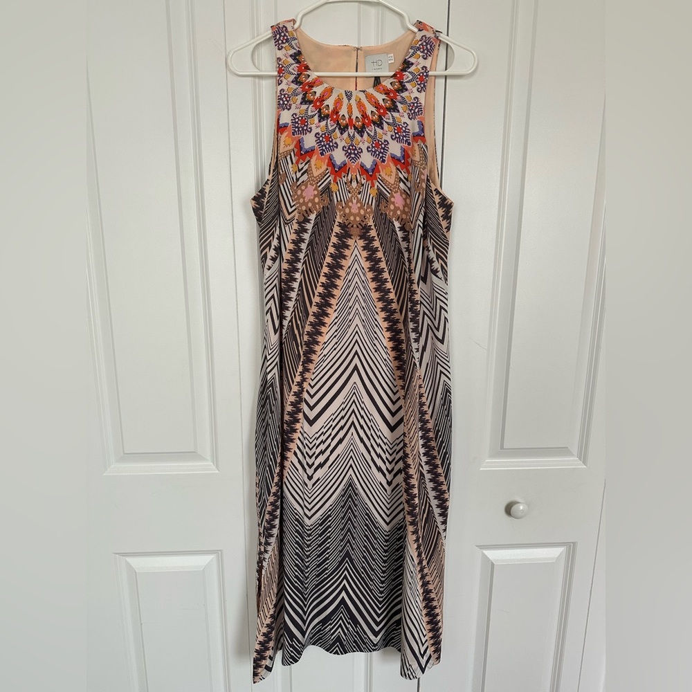 Anthropologie HD in Paris Multicolor Geometric Midi Dress